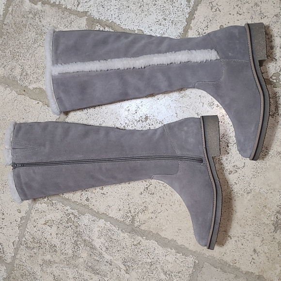 Anthropologie Liendo by Seychelles Gray Suede Tall Boots Size 9 - Picture 3 of 12